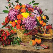 Serwetka decoupage firmy AMBIENTE bukiet jesienny 25x25cm